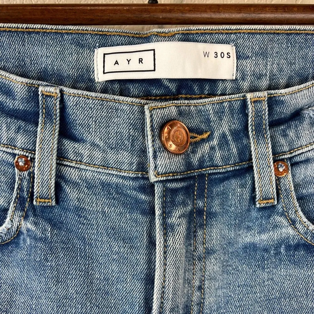 AYR  The Sugar Womens Straight Leg Jeans Size 30S High Rise Light Wash Blue Denim - Image 8