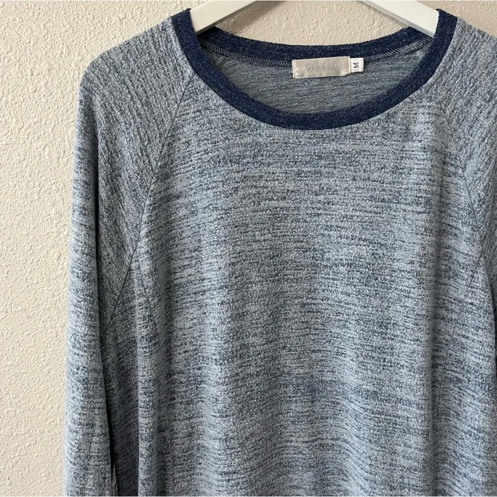Wekili Blue Colorblock Brushed Soft Knit‎ Crewneck Tunic Sweater Top Size M Size M - Image 4