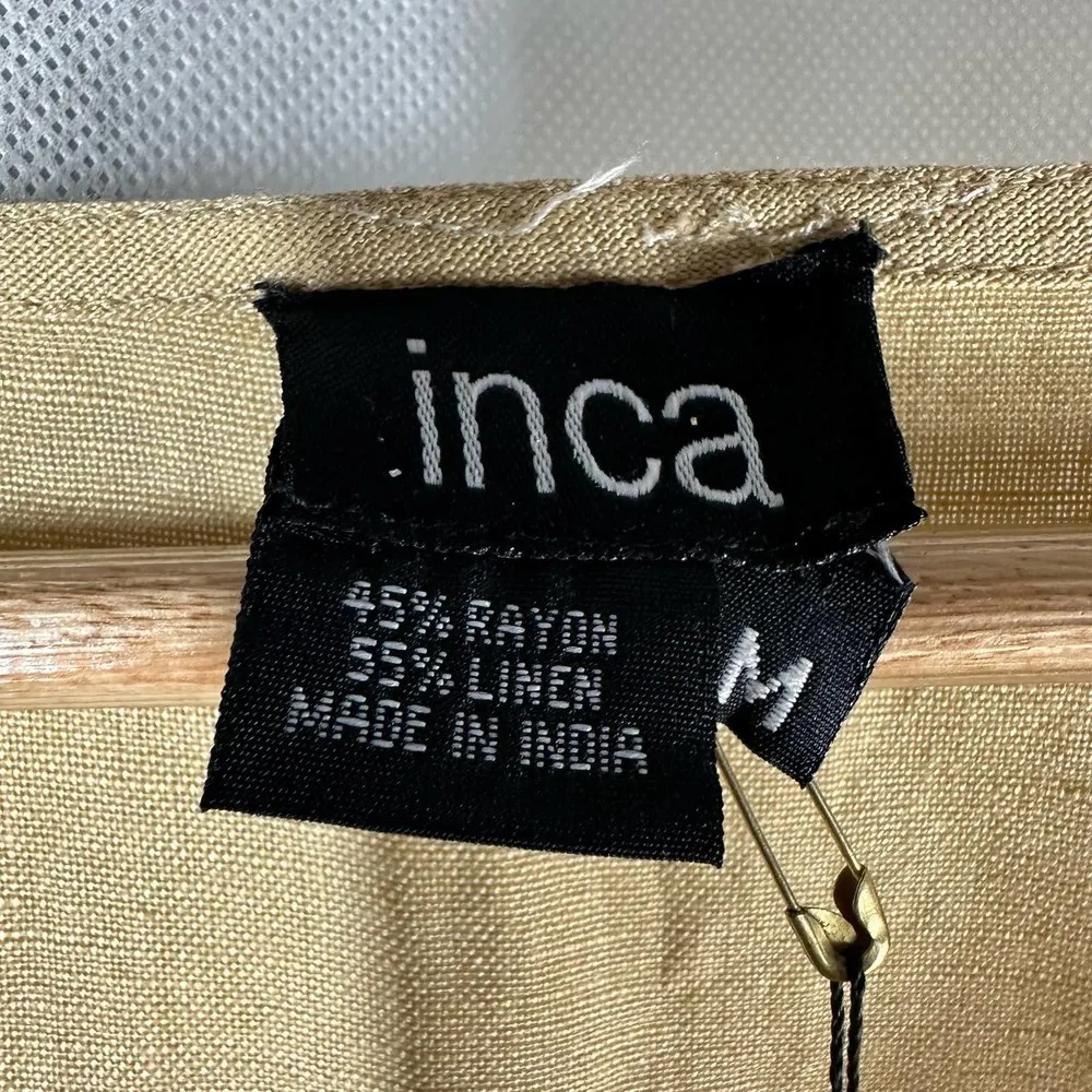 Inca Linen V Neck Long Sleeve Tunic Swim Coverup Dress Size Medium Brown - Image 3