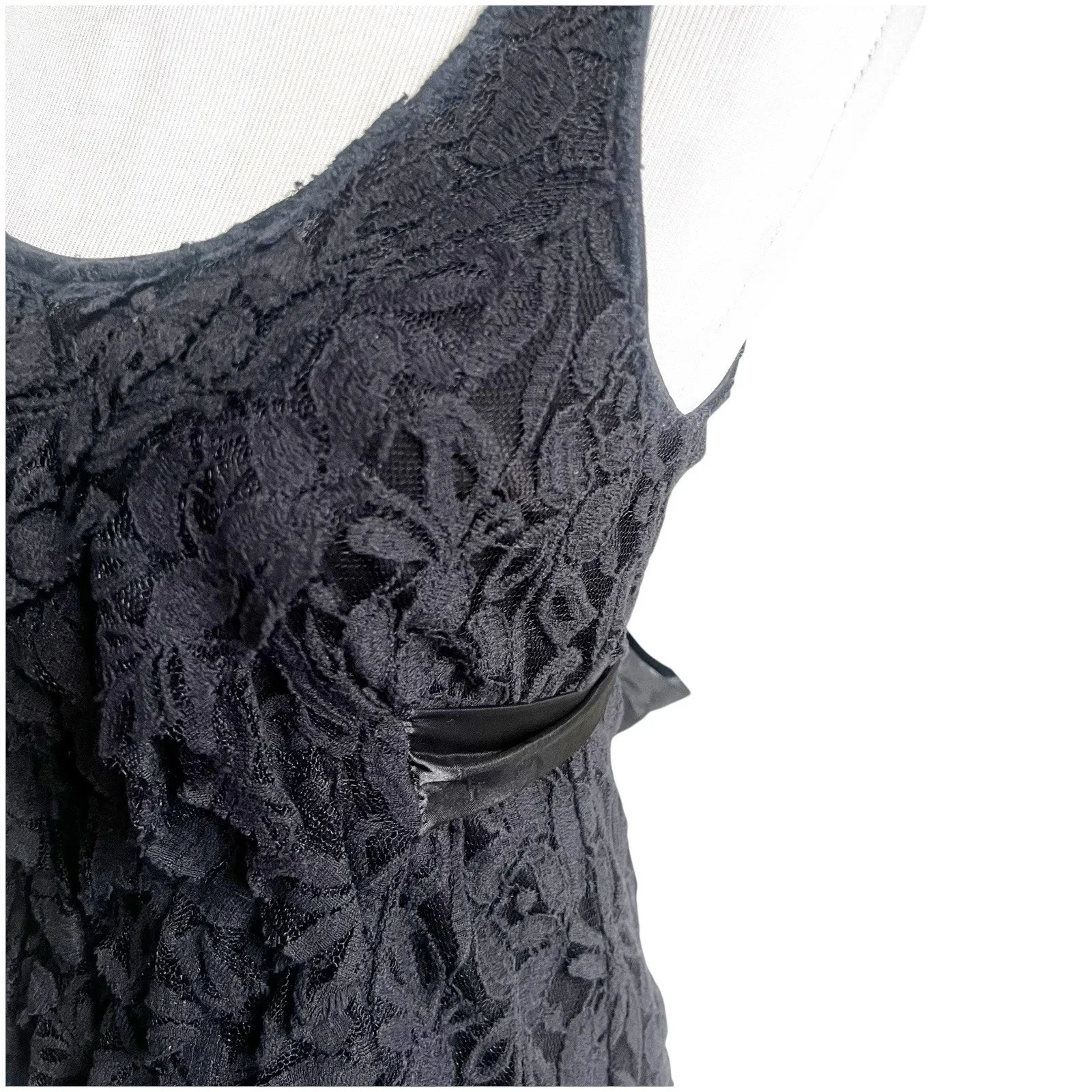 Wet Seal Black Lace Ruffled Satin Tie Y2K Tank Whimsygoth Size Medium Black - Image 5