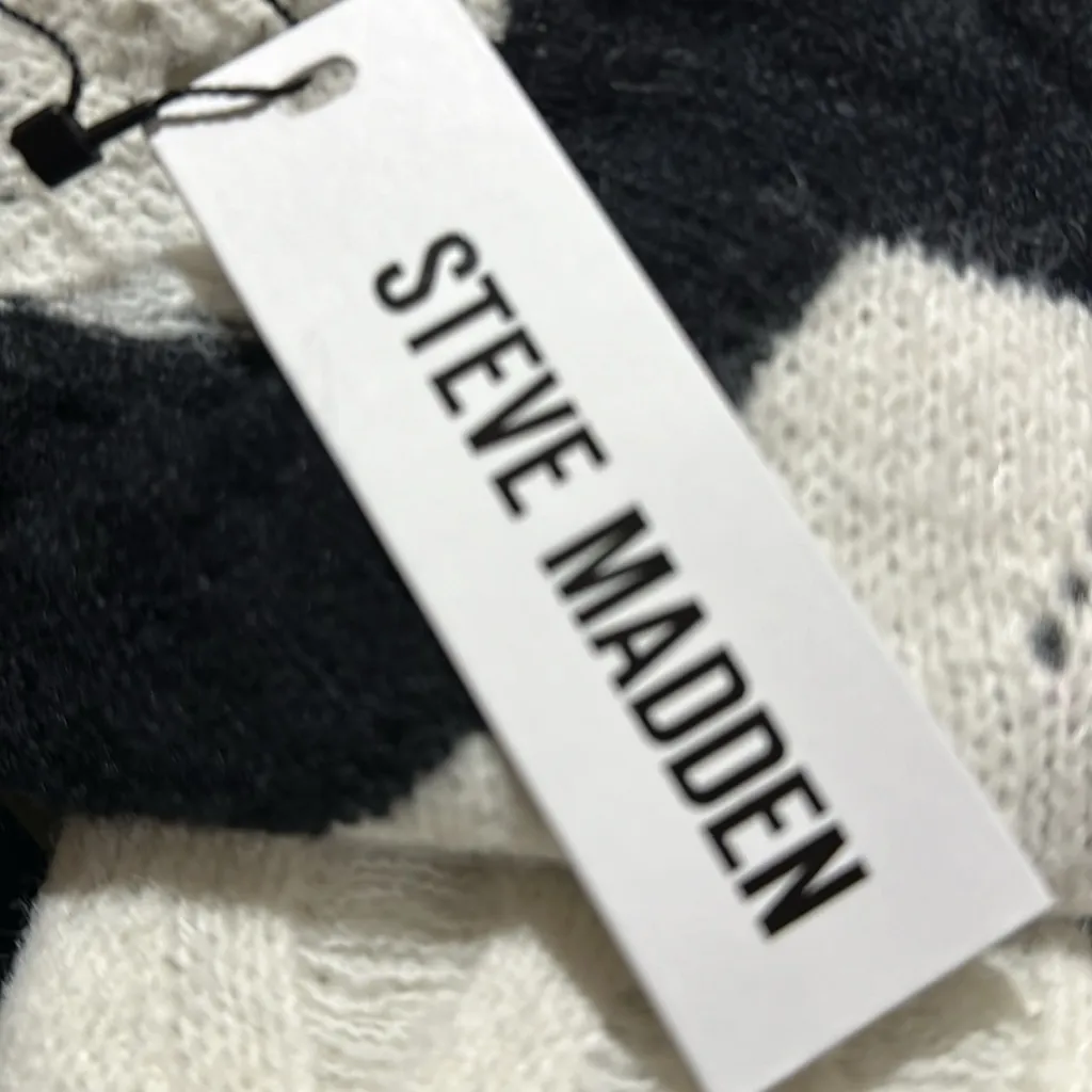 NWT Steve Madden KARLI SWEATER Striped Black White Medium Wool Blend - Image 10