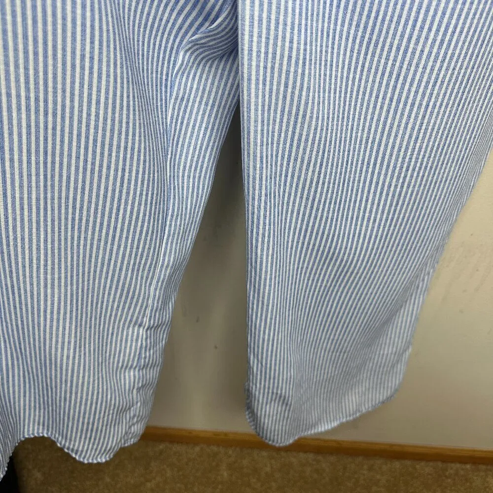 Sienna Sky Womens Tie Front Jumpsuit Blue and White Pinstripe Size Medium - Image 6