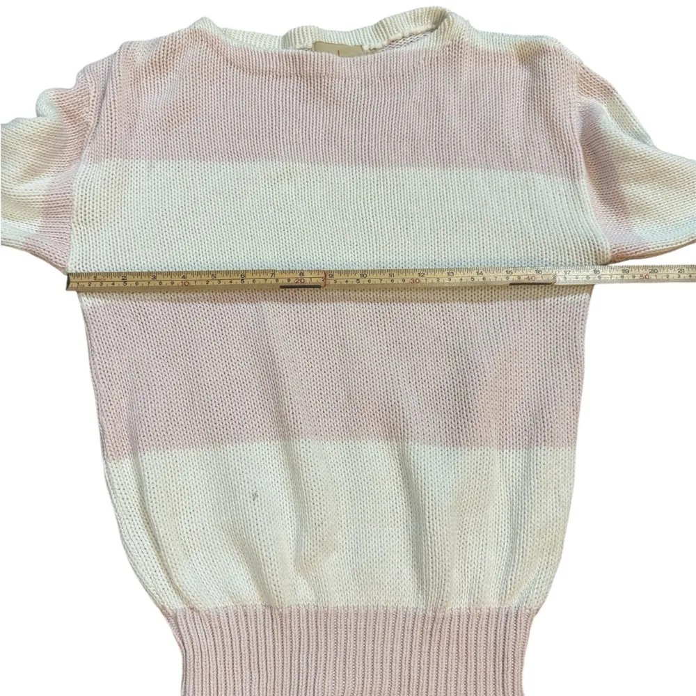 J. Crew Cream & Pink Crew Neck Sweater Sz S Vintage - Image 5