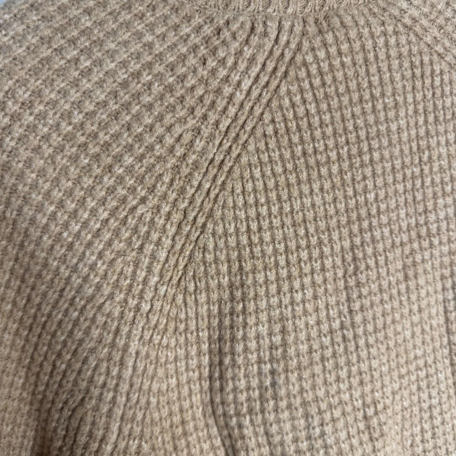 L.L. Bean Sweater Womens Medium Beige Tan Turtleneck Pullover Side Zip Knit - Image 11