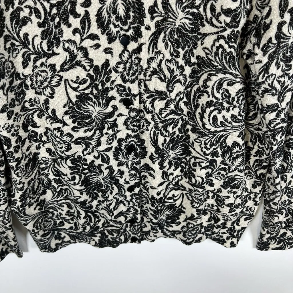 Talbots‎ Womens Black Gold Shimmer Long Sleeve Round Neck Blend Cardigan XL - Image 3