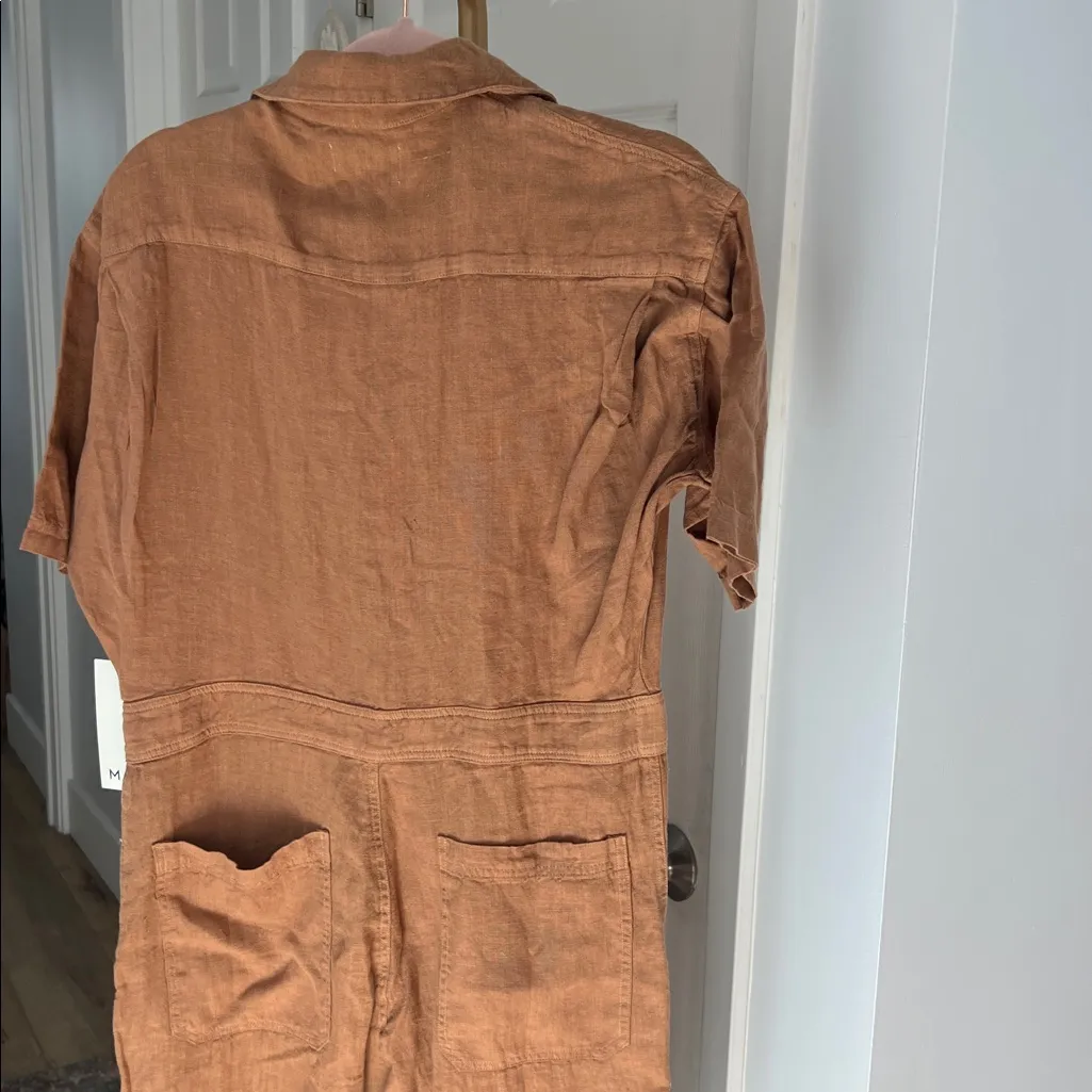 NWT MATE THE LABEL SEDONA 100% LINEN JUMPSUIT TAN SIZE SMALL $218 - Image 5