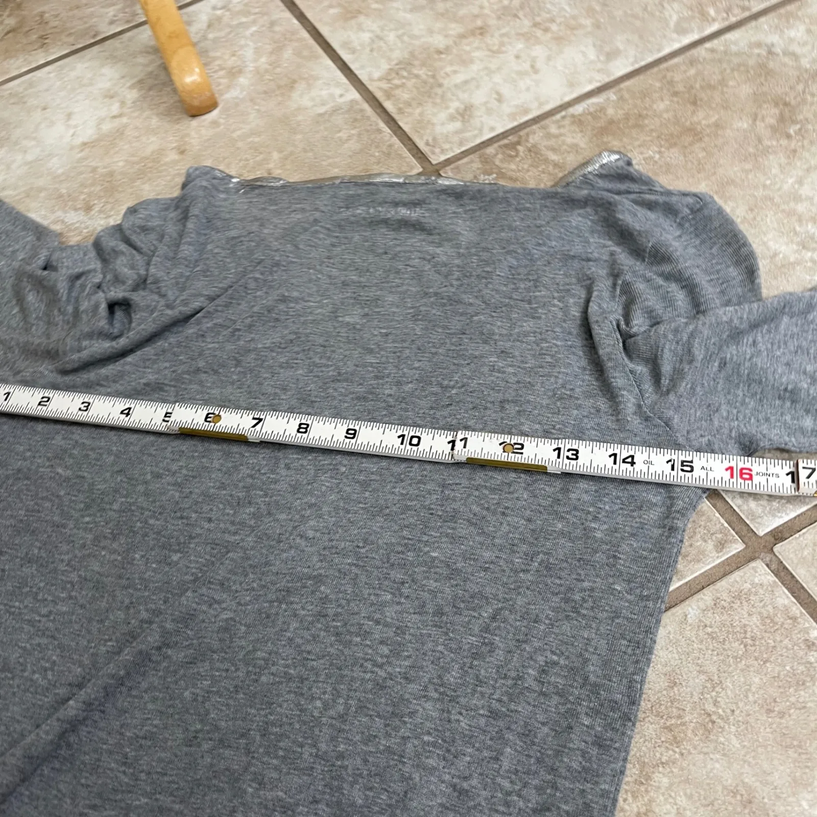 Zadig & Voltaire Tunisien Henley Gris Chine Gray Foil Shirt Top Size Medium - Image 4