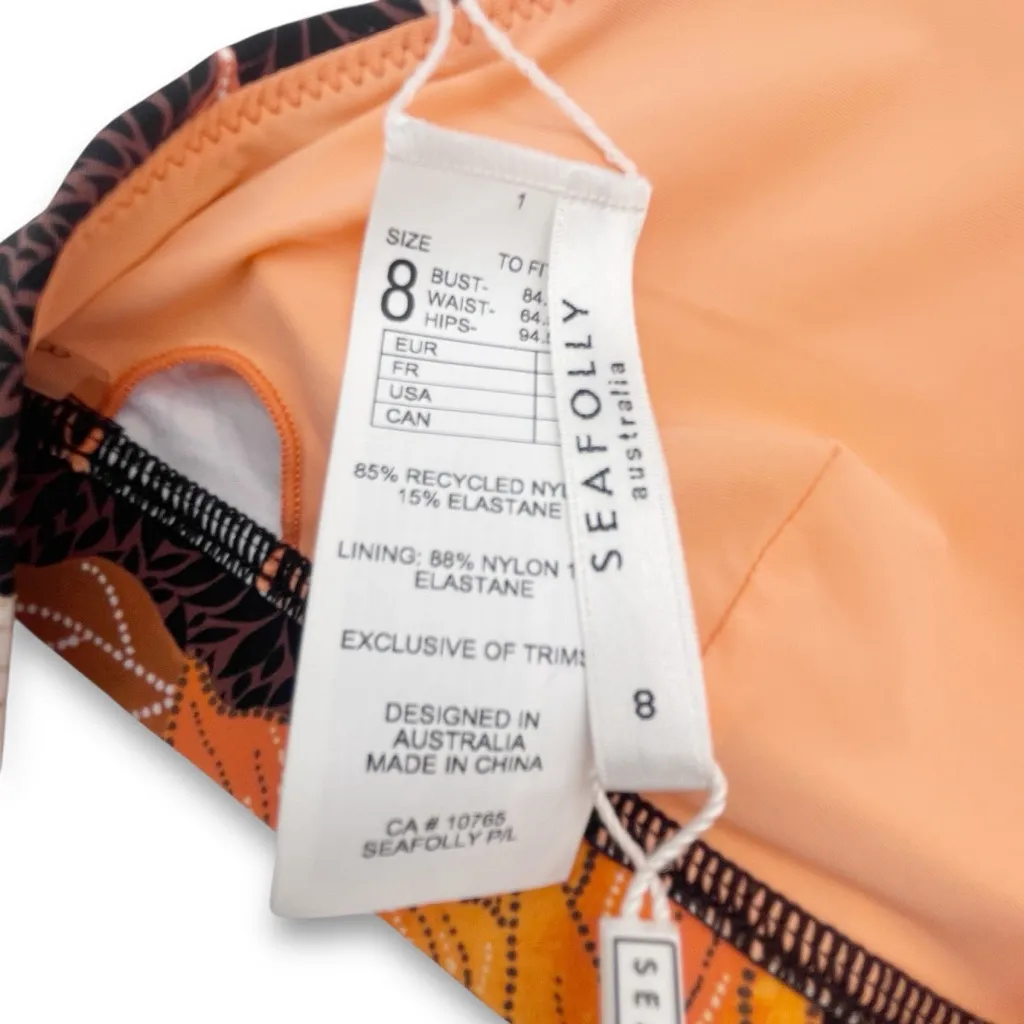 NWT Seafolly Boheme Longline Triangle Bikini Top Size 4 US Black Floral Bohemian - Image 11