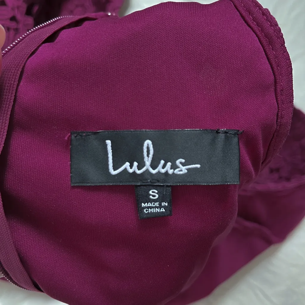 Lulus Vibrant Magenta Lace Dress Purple - Image 3