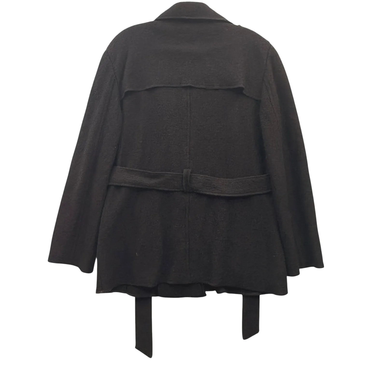 Sandro Sportswear Womens Black Wool Blend Military Style Tie‎ Belted Coat Size L - Image 2