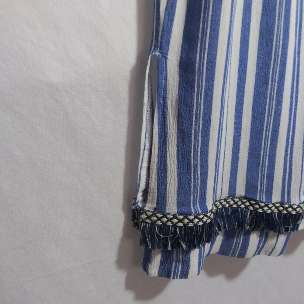 Pink Blush Blue Stripe Beachy Boho Swimsuit Cover Size M - Image 6