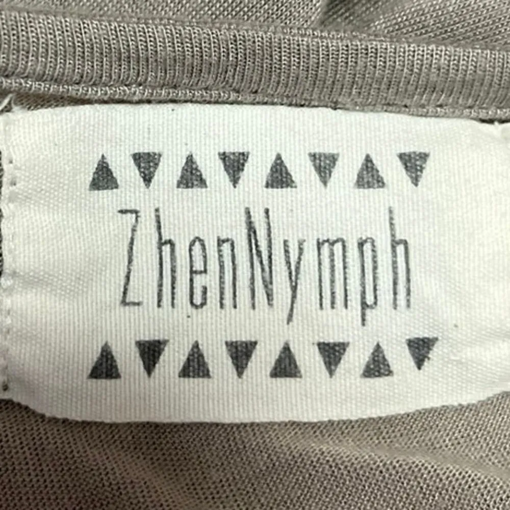 ZhenNymph Gray Batwing Dolman Sleeve Fringe Lagenlook Maxi Midi Kaftan Dress L Size L - Image 4