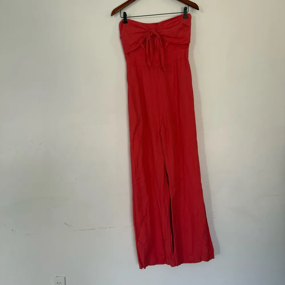 Derek Lam Strapless jumpsuit Crosby coral red women linen size 40 - Image 5