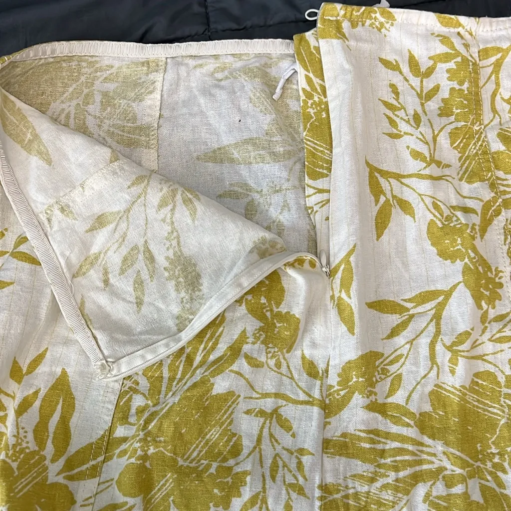 Marks & Spencer Floral Linen Midi Skirt Size UK 16 = 12 Yellow - Image 4