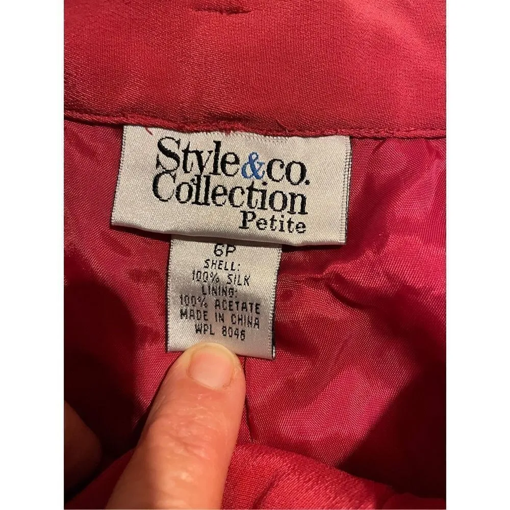 Style & Co. Women's Straight Leg Pants Silk Pleated Lined Pink Salmon Size 6P-EU - Image 4