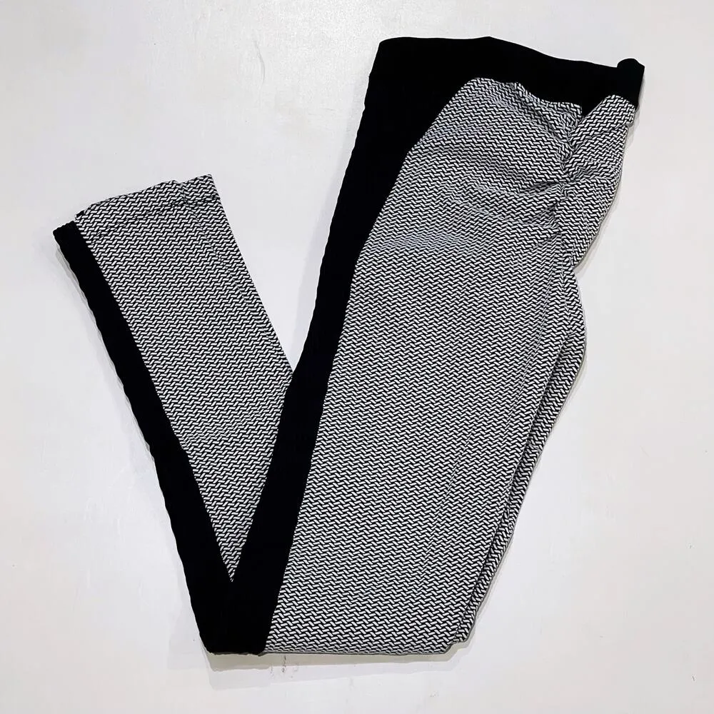 Blue Life Fit L Jacquard Legging Black White Scrunch Butt Stretch Rouched Gym - Image 3