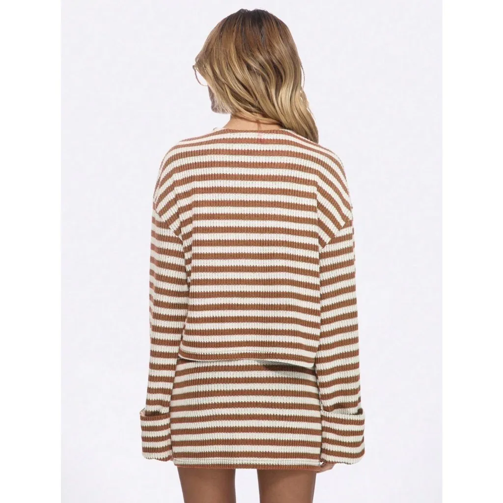 MISSGUIDED Brown Striped Button Sweater Size Small NEW NWT - Image 2