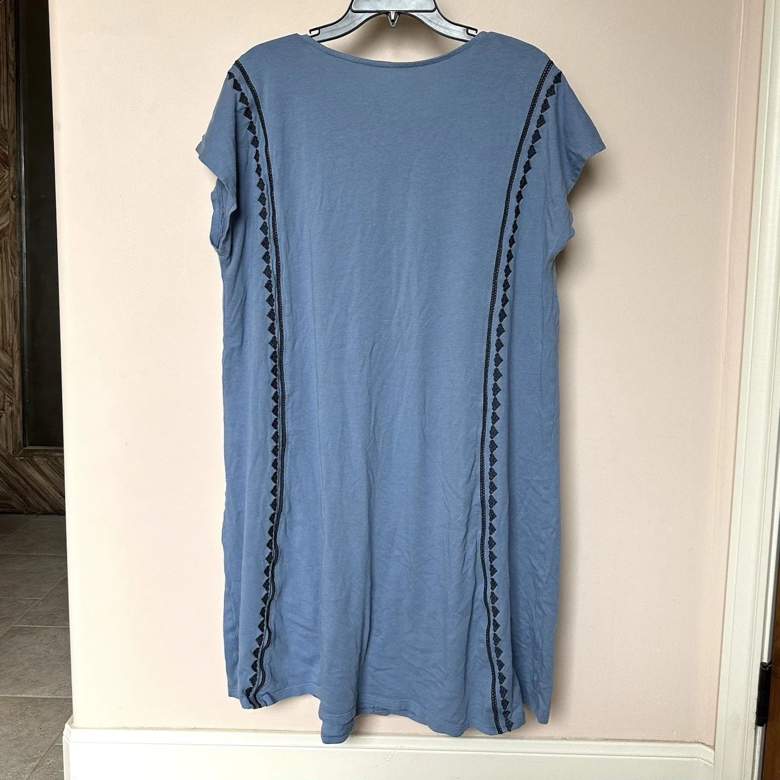 Pure Jill Shirt Dress Womens XL Blue Embroidered Resortwear Coverup Pullover - Image 3