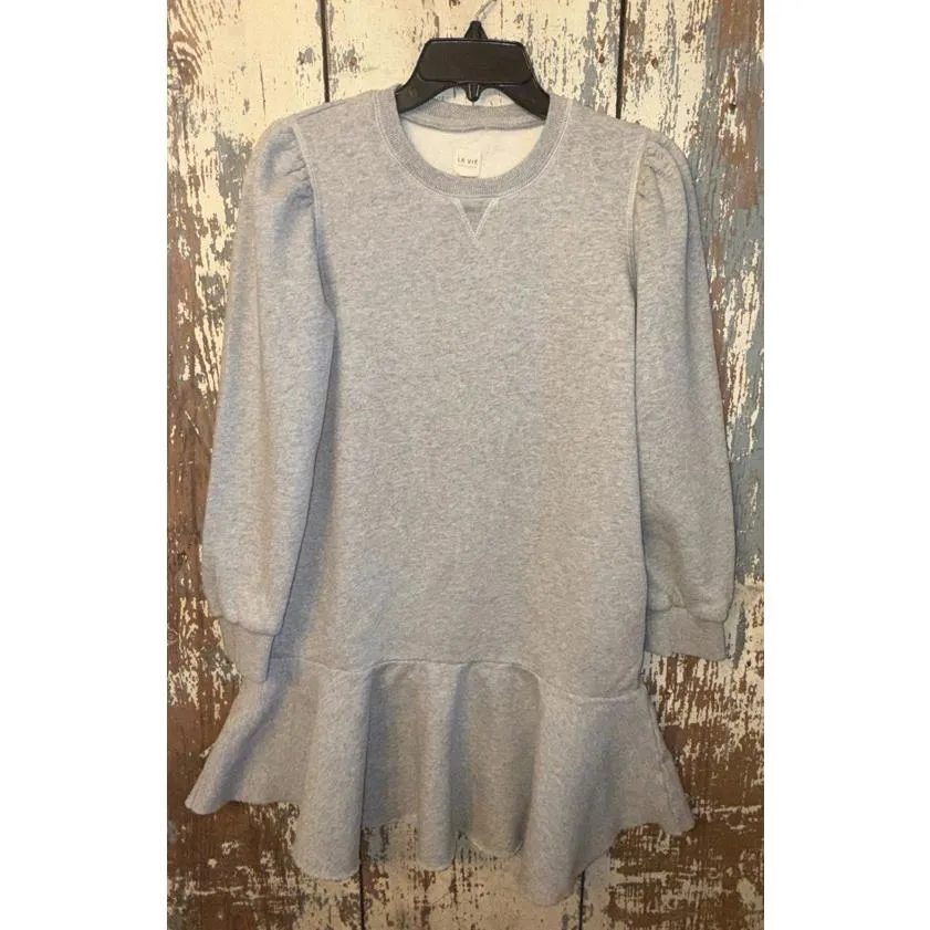 La Vie Rebecca Taylor Fleece Sweatshirt Dress gray, size Small - Image 2