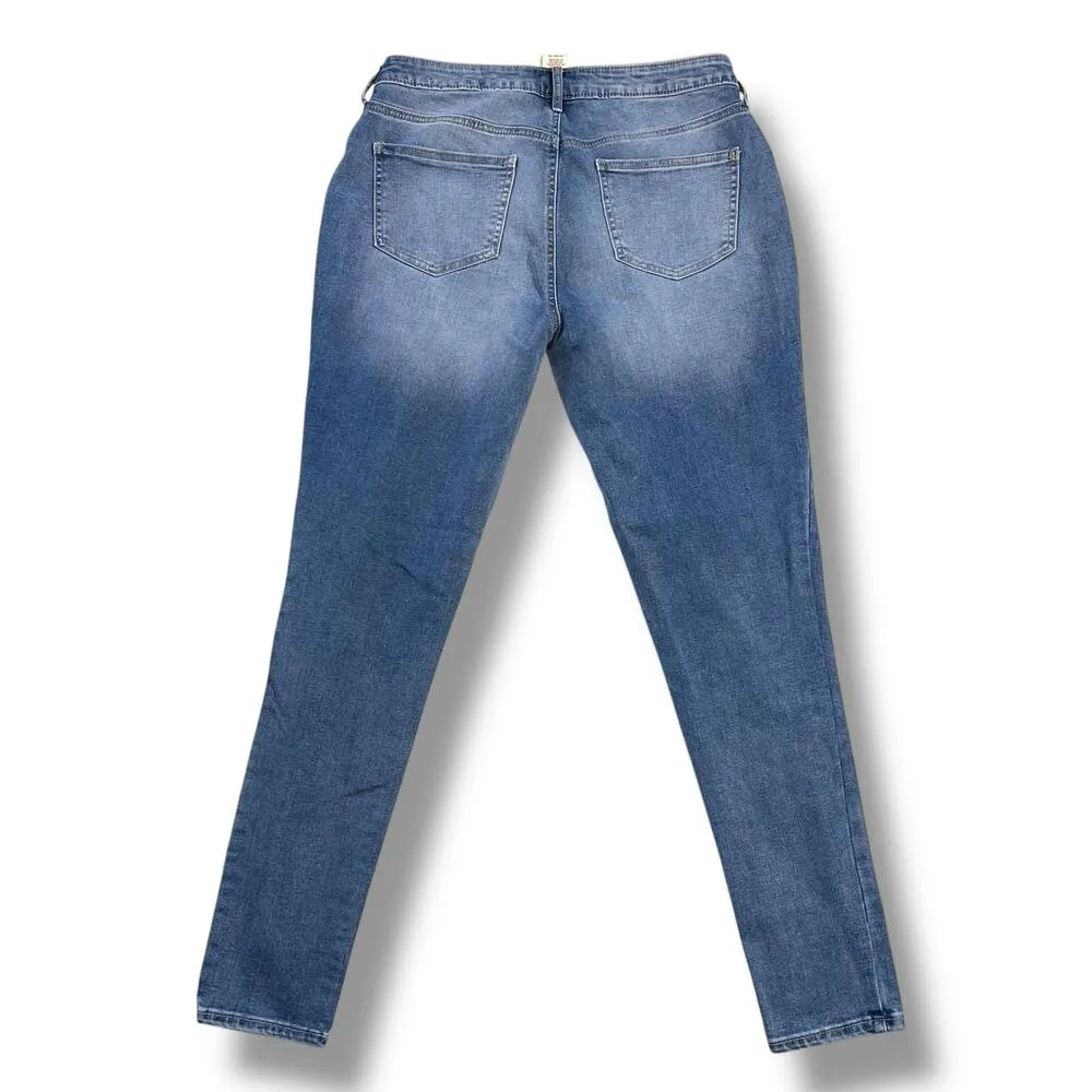 Faded Glory Womens Denim Blue Jean Skinny Jeans Jeggings Distressed Patched Sz 8 - Image 4