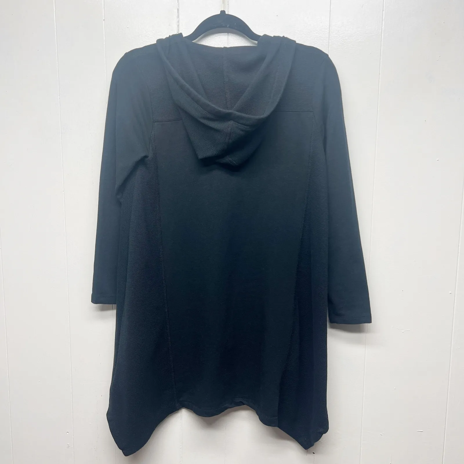 LOGO Lori Goldstein Long Sleeve Black Hooded Tunic Womens Size PetiteXS Pockets - Image 6
