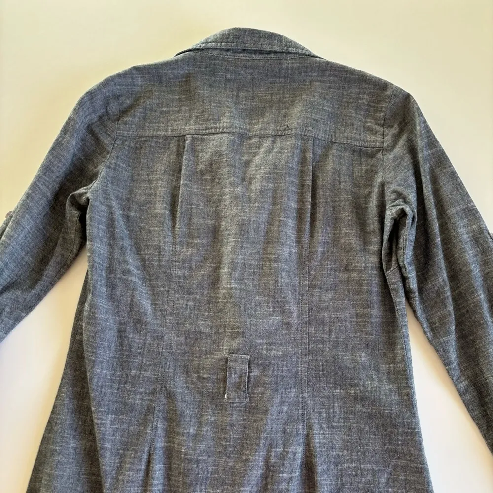 Marine Layer Blue Denim Chambray Mini Button Up Long Sleeve Shirt Dress Small - Image 6