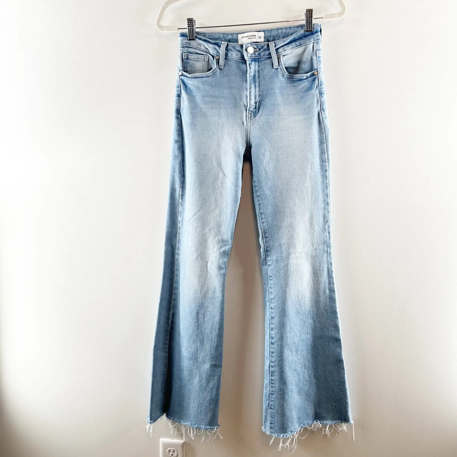 Just Black Mid Rise Straight Bootcut Raw Hem Jeans Light Wash Blue 27 / 4 - Image 5