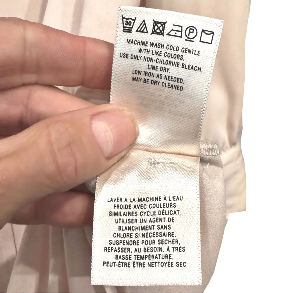 Sz 0 Anthropologie Molinette Soeurs Soft Pink Blouse with Lace + Silver Buttons - Image 6