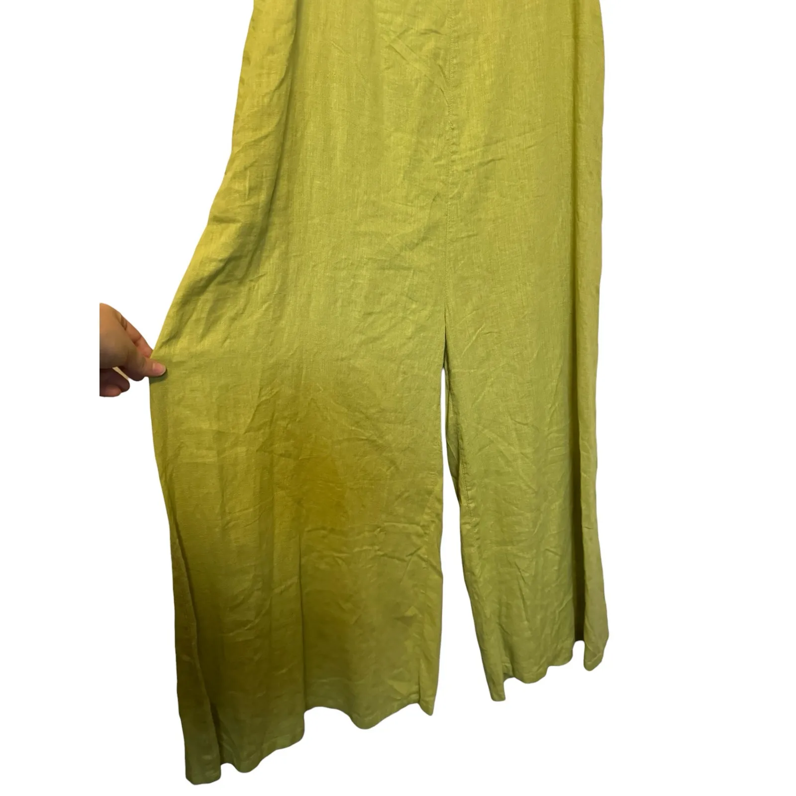 Calypso St. Barth Linen Blend Wide Leg Jumpsuit Lime Green M NWT - Image 6