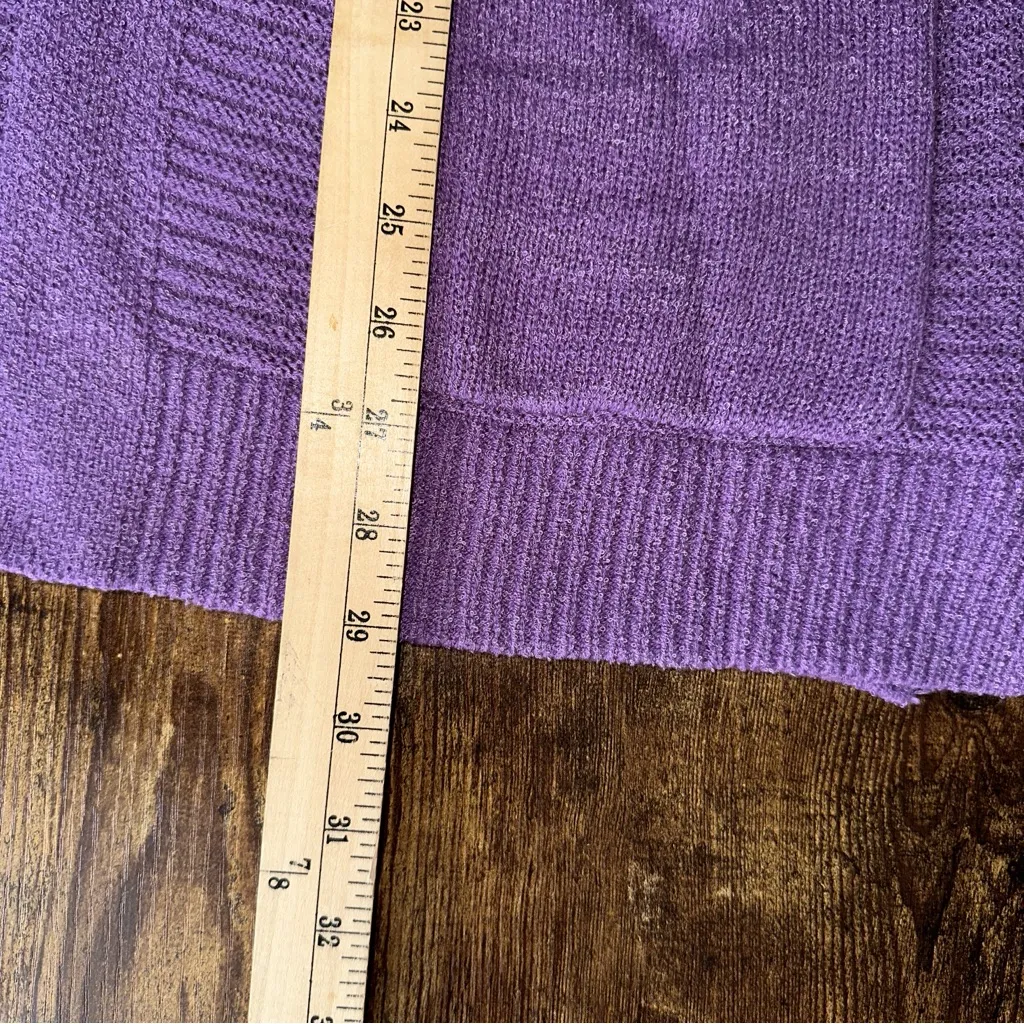 Liz Claiborne Sweater Women's Medium Purple Phantom Open Front Knit Cardigan NEW - Image 8
