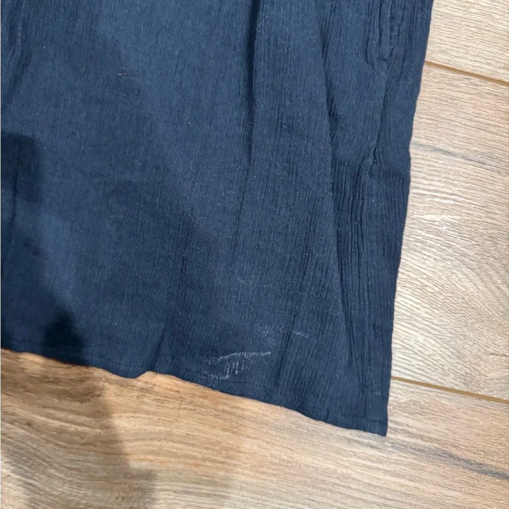 ABERCROMBIE & FITCH Floral Embroidered Navy Blue Long Sleeve Dress | Size Medium - Image 4