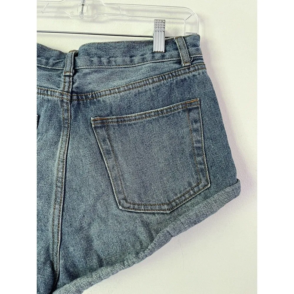 Brandy Melville Button Front Cuffed Denim High Rise Jean Shorts Womens size 6/28 - Image 4