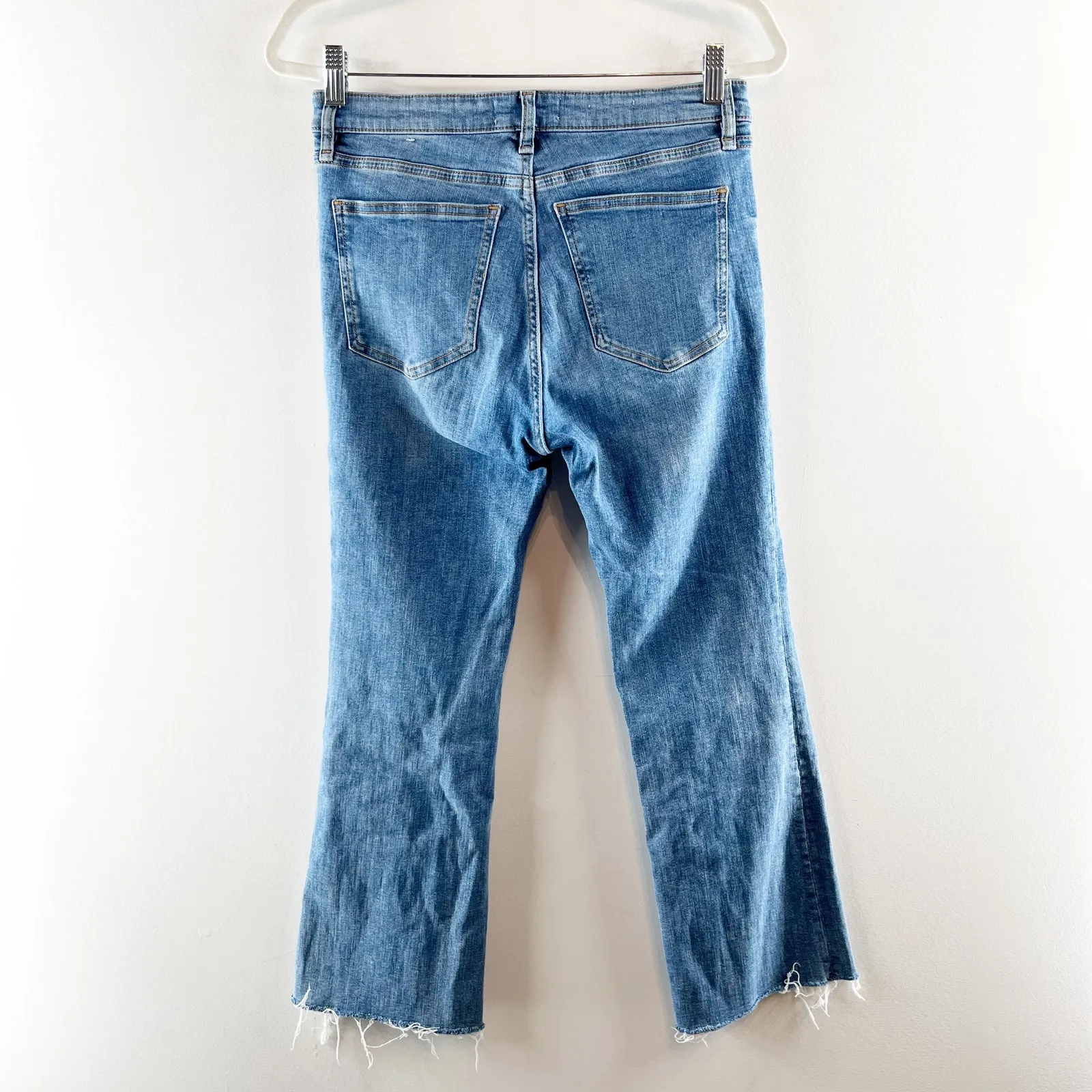 MNG Boot Crop Mid Rise Jeans Raw Hem Blue 6 - Image 2