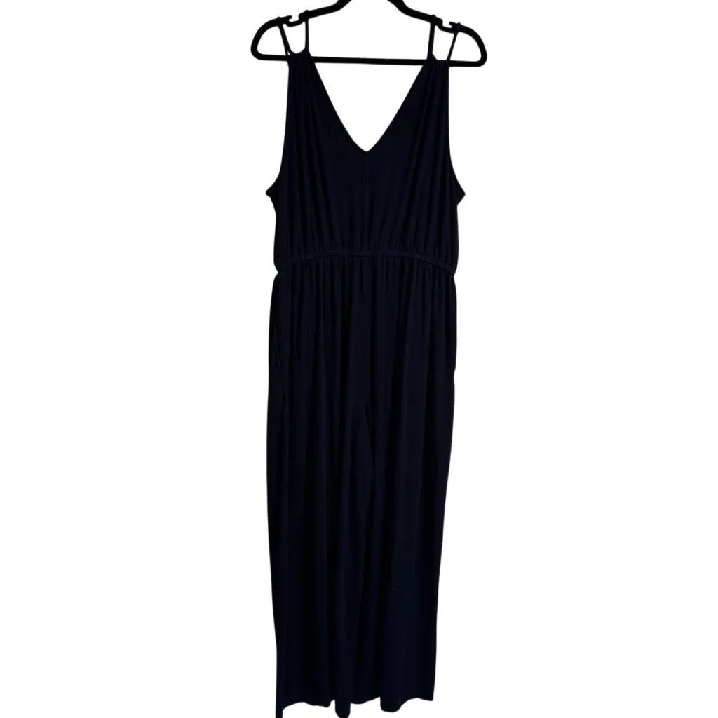Old Navy Black Wide Leg Stretchy Tank Top V Neck Jumpsuit XL - Image 3