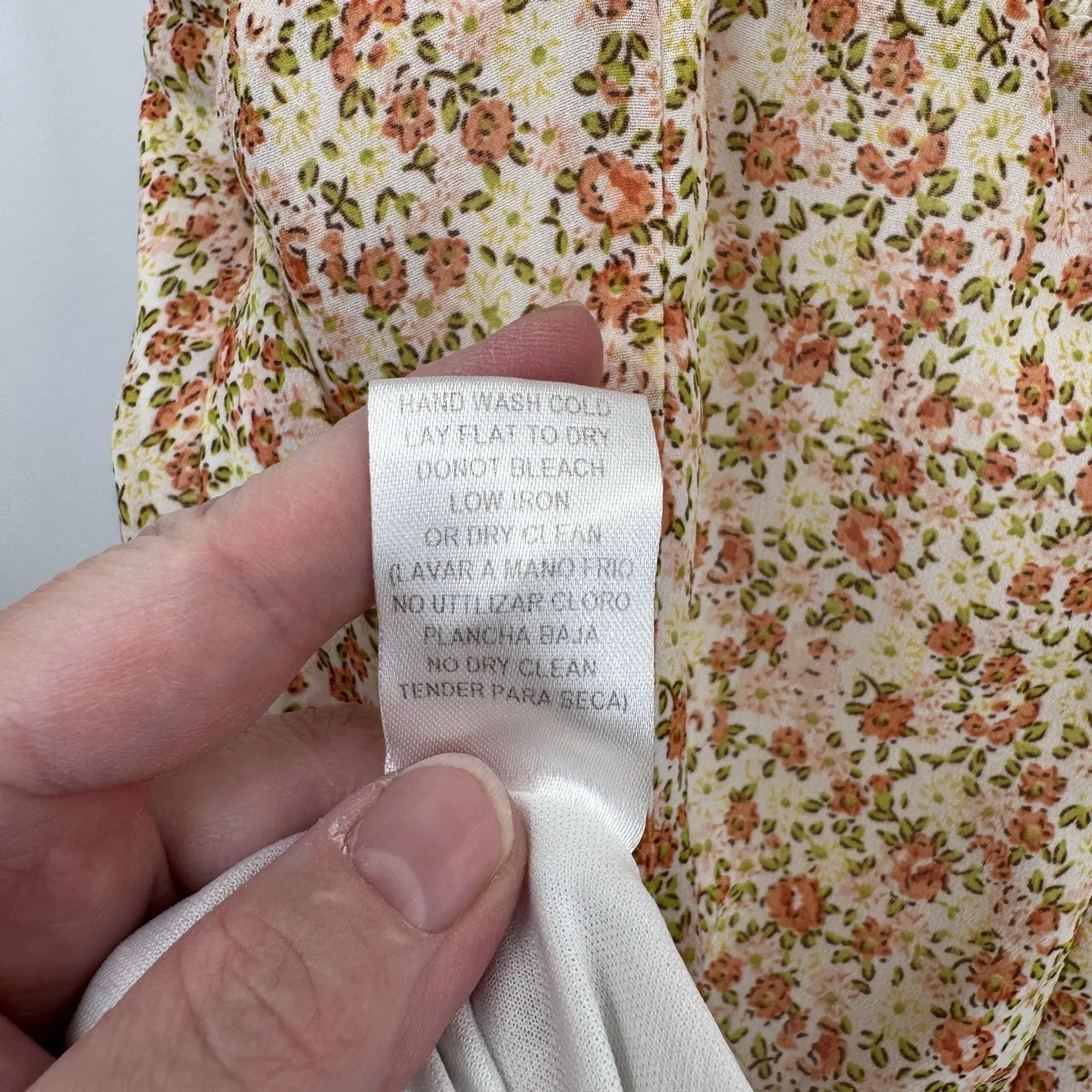 French Kiss Romantic Prairie Babydoll Dress Womens Large Yellow Floral Polyester - Image 12