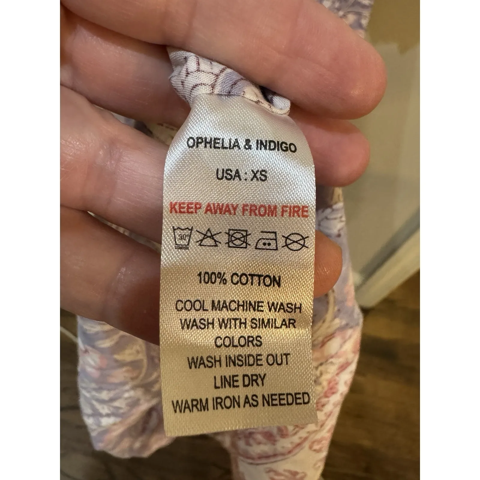 Ophelia and Indigo Pink/Blue Molly Long Sleeve Dress Size XS Floral Boho Prairie - Image 8