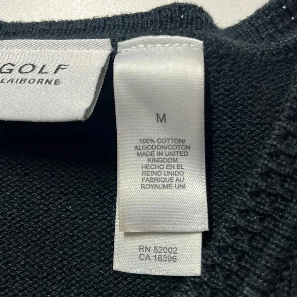 100% cotton Liz Claiborne sweater LizGolf knit pattern sweater detail neck hem - Image 11