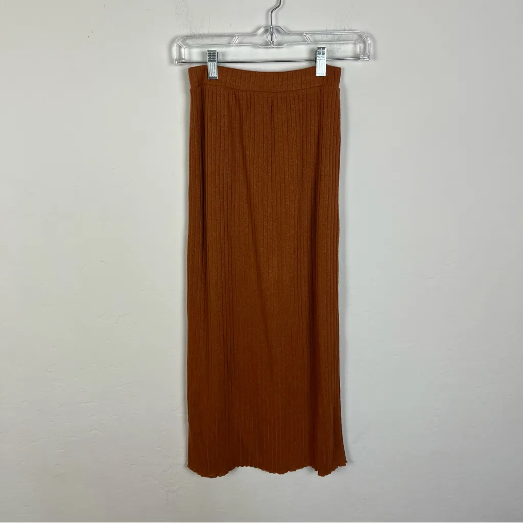 Free People Brown Ribbed Maxi Skirt - Image 6