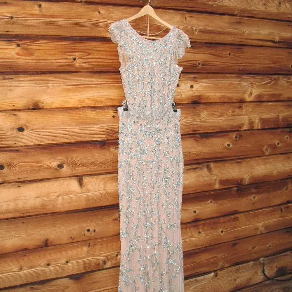 MAC DUGGAL 5689 Womens Embellished Cut Out Lace Up Cap Sleeve Gown - Image 7