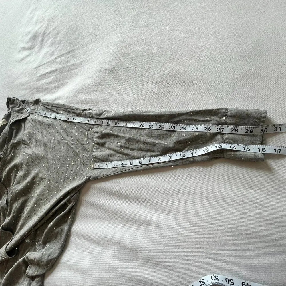 Lou & grey Women's Grey Collared Faux Wrap Vneck Long Sleeve Blouse XL-  by Loft - Image 5