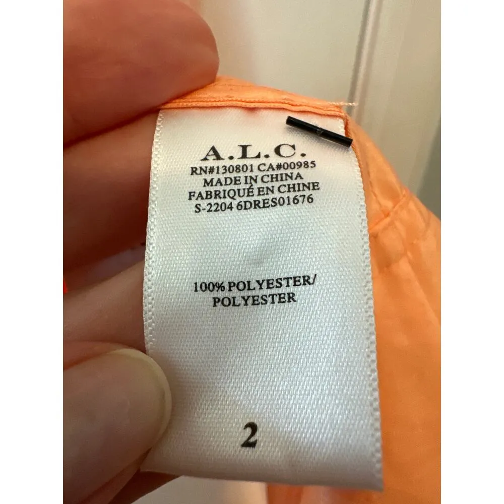 A.L.C. Lucca Coral Ruffle Tiered Mini Dress With Plunge Neckline Size 2 - Image 11