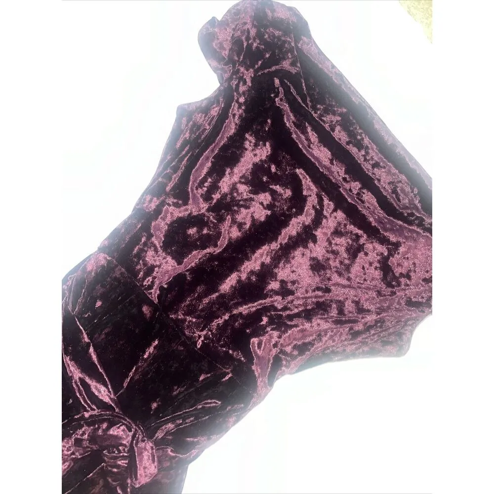 Arthur Tahari Deep Purple Crushed Velvet Off The Shoulder Jumpsuit Sz 6 - Image 5