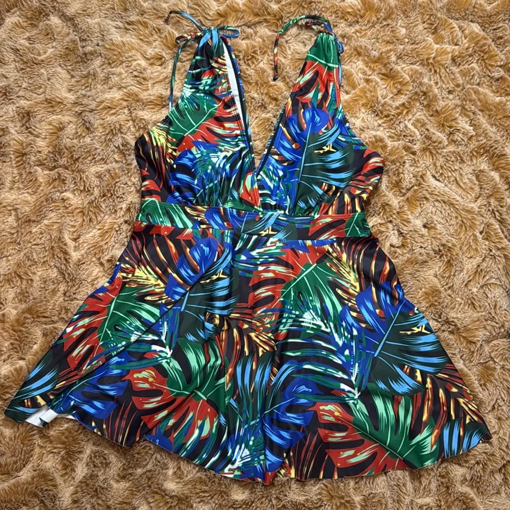 NWOT Tropical Bathing suit size L Blue Size L - Image 4