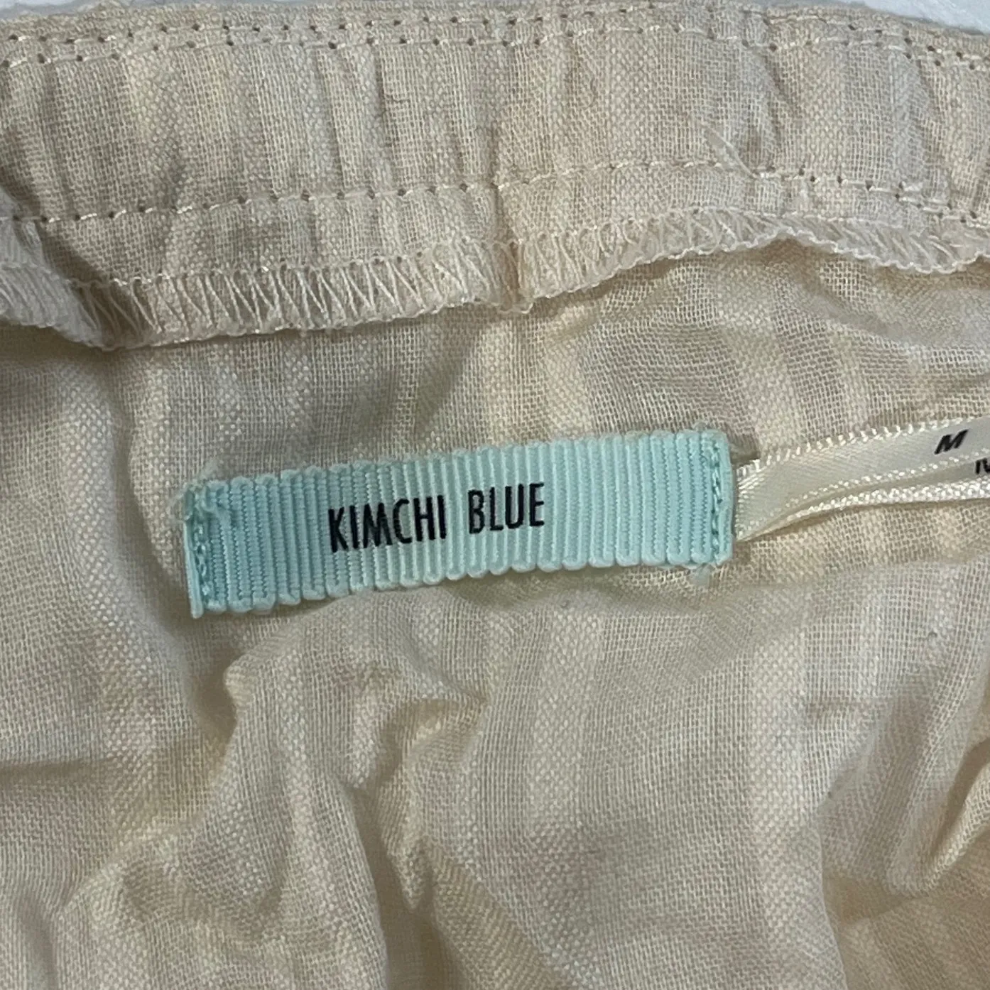 Kimchi Blue Cream Lace Square Neck Puff Sleeve Peasant Blouse Top Women's Medium - Image 5