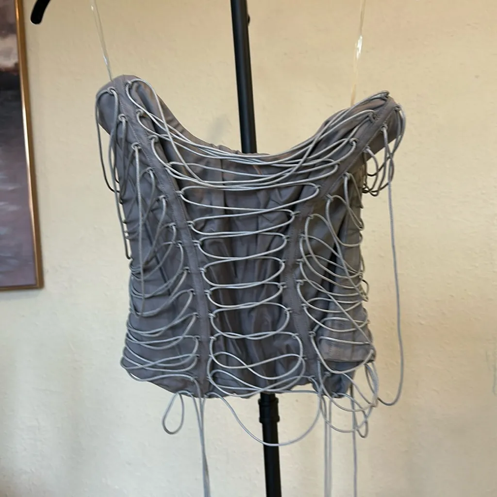 HOUSE OF‎ CB 'Mirabelle' Smoke Lace Up Corset NWT XS - Image 3