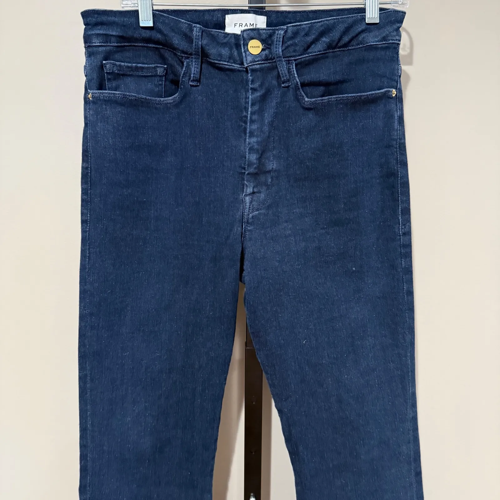 Frame Le‎ One Flare Jeans Raw Hem Dark Wash Size 2 LOF630 Keller - Image 2
