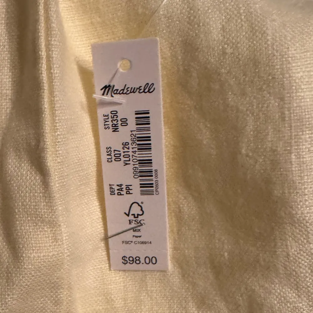 NWT MADEWELL Mini Dress Women 00 Yellow Linen Cross Back A-Line Broken Zipper - Image 6