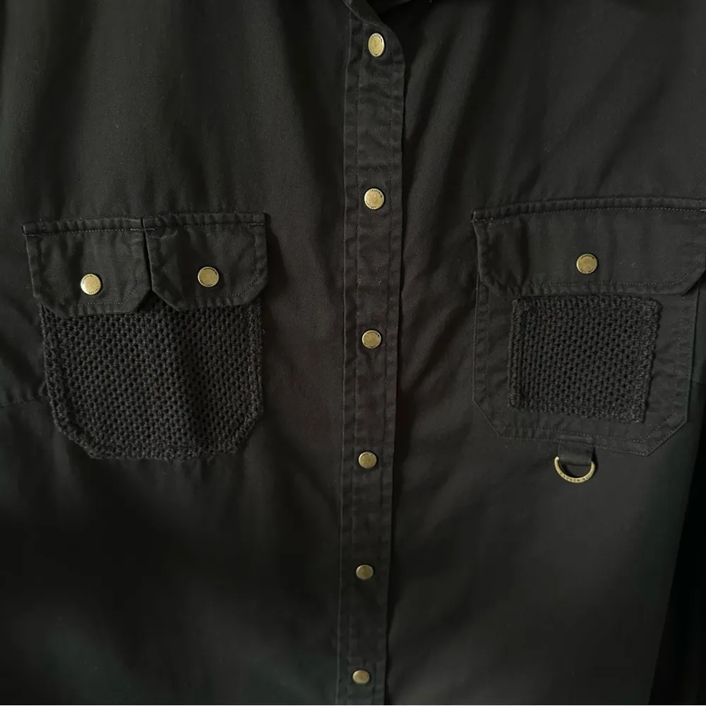 Ralph Lauren Safari Outfitters Black Snap Button Up Shirt Women's 2X Vintage - Image 5