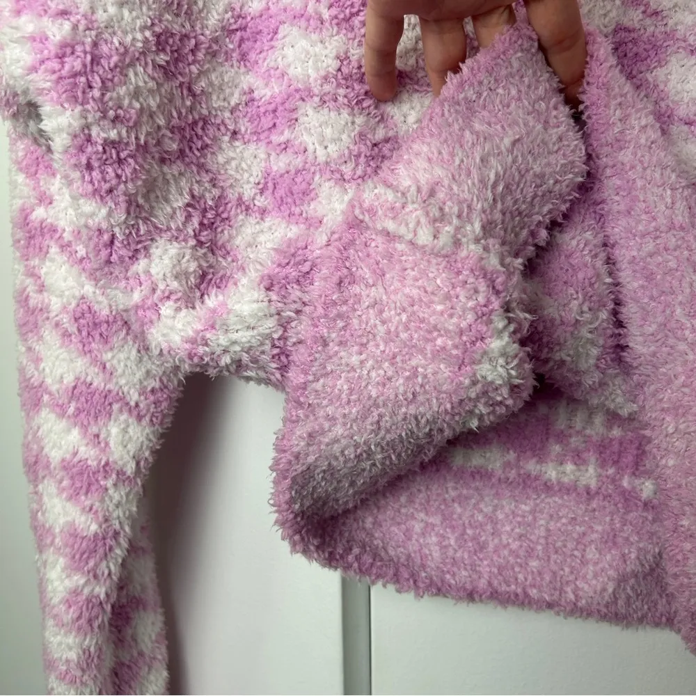 SKIMS  Cozy Knit Houndstooth Pullover in Petal Pink NWT - Image 6