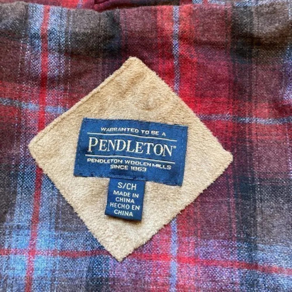 Pendleton Fuzzy Sherpa Wool Blend Full Zip Burgundy Jacket Sz S - Image 12